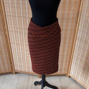 LuLaRoe Blue and Orange Wave Pencil Skirt